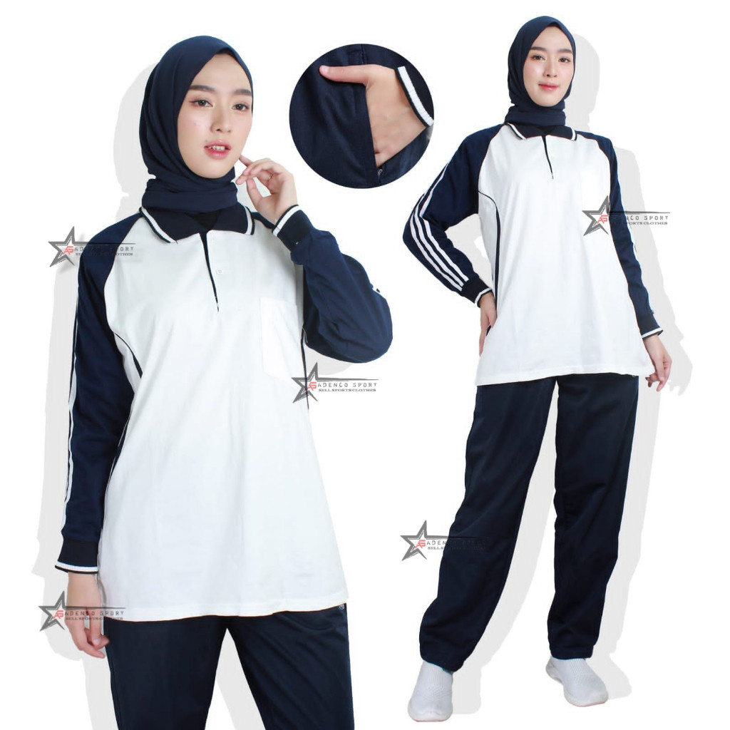 Setelan Baju Senam One Set Baju Celana Wanita Stlan Perempuan Jogging Set Cwek Viral Ibu Ibu Senam W
