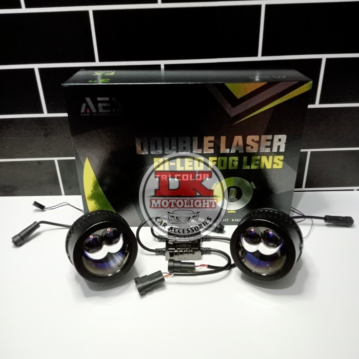 Siap Kirim Lampu Foglamp Mobil Biled Projector Aes Fx Dobel Laser 3 Inchi 3 Warna