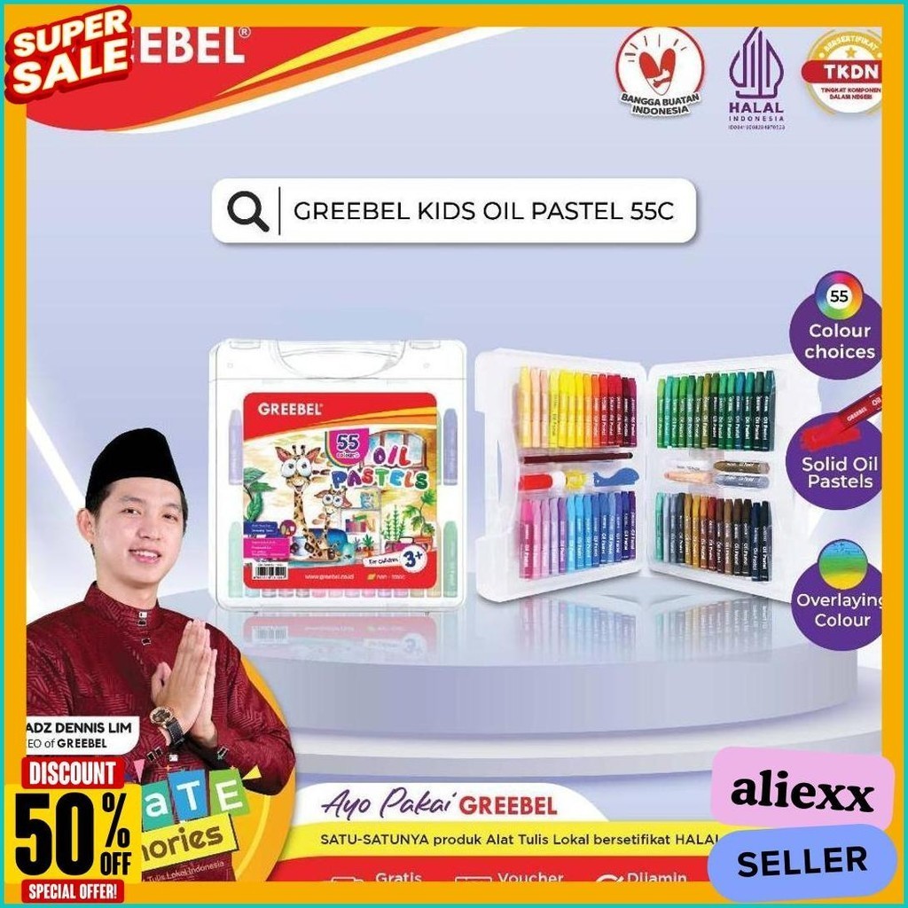 

Greebel Crayon Krayon Kids Oil Pastel 55 Warna (55C) / Crayon Greebel / Krayon 55 Warna / Non Toxic (Lagi Viral)