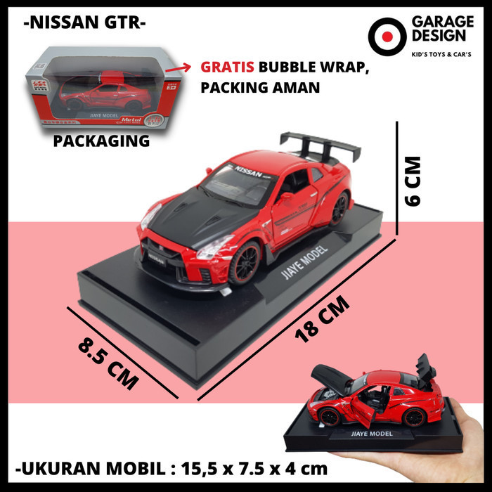 Ane Nissan Gtr Diecast 1:32 Miniatur Mobil Pajangan - Nissan Gtr R35 Merah