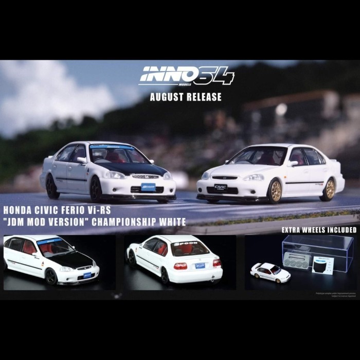 Ane Diecast Mobil 1:64 Inno Honda Civic Ferio Vi Rs Jdm Mod Version White
