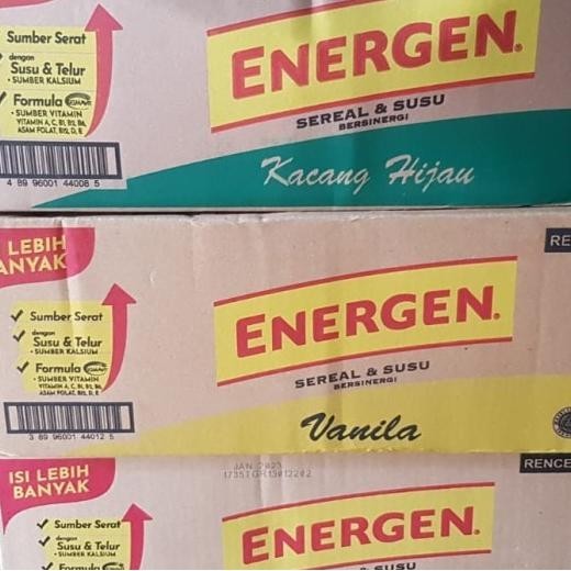 

Energen Cereal Rasa Cokelat, Vanilla, Kacang Hijau 16X10X35 Gr