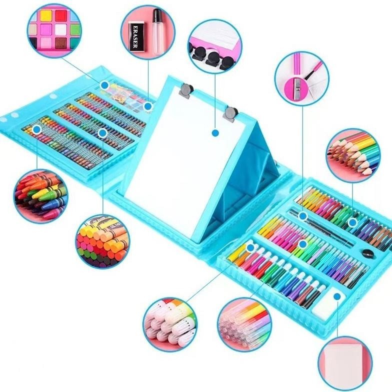 

gh-67 VEVI HOME Crayon Anak Pengasah 208pcs Set Alat Menggambar Melukis Anak-anak Crayon Cat Air Pensil Sale