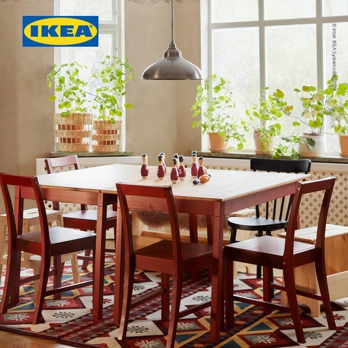 Ikea Pinntorp Meja Makan Minimalis Cokelat/Merah 125X75 Cm