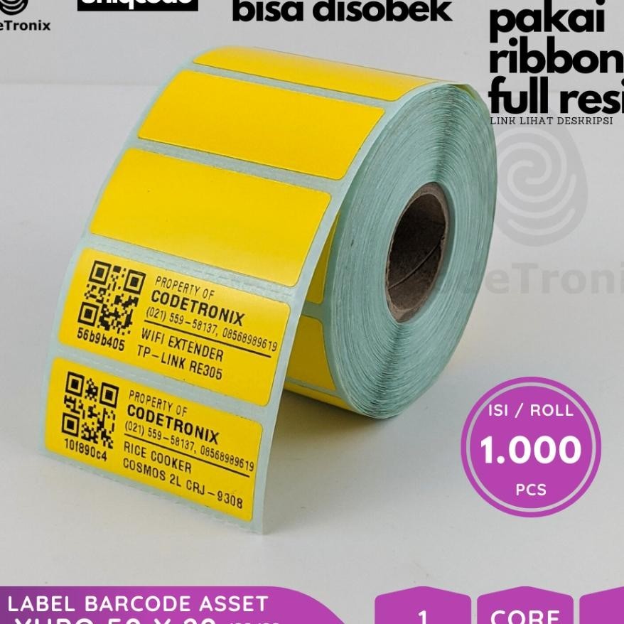 

Uniqcode Label Stiker Barcode Yupo Asset 50X20Mm 1Line 1000Pcs Warna