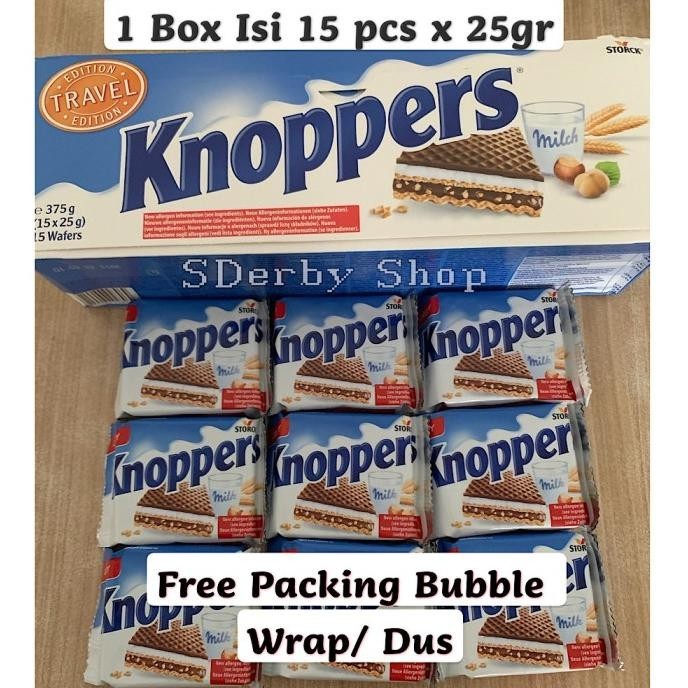 

STORCK KNOPPERS HAZELNUT MILK WAFER BISCUIT COKLAT GERMAN ISI 15