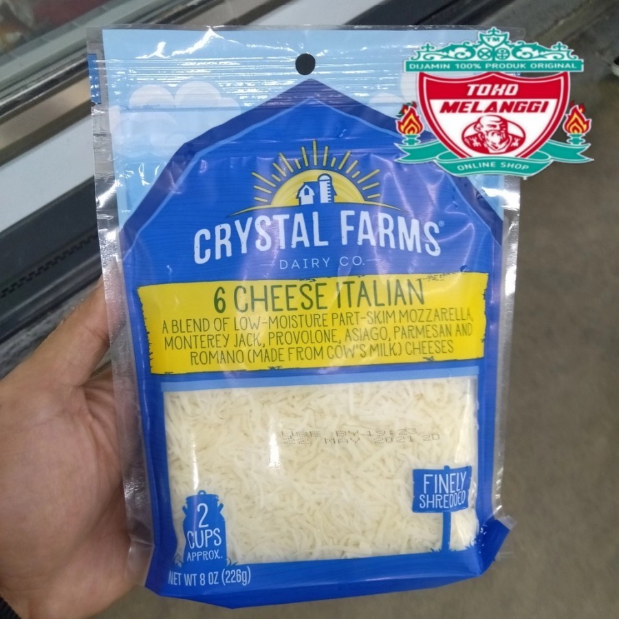 

Crystal Farms 6 Cheese Italian Shredder 226 gr Keju Farm Parut Import