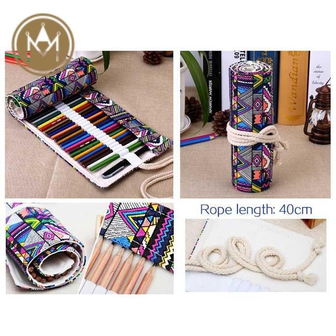 

Bohemian Tas Tempat Pensil Gulung Canvas 48 Slot 20.5x60cm - EN-71