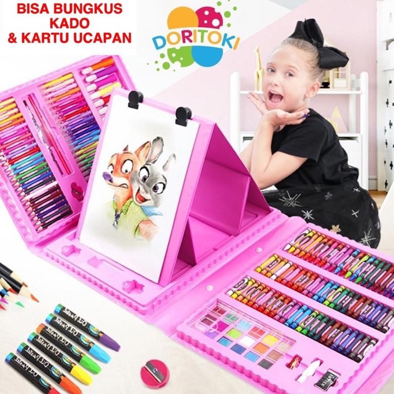 

Wdm-2227 Doritoki 208Pcs Crayon Anak Pengasah Set Alat Menggambar Melukis Anak-Anak Crayon Cat Air Pensil Promo