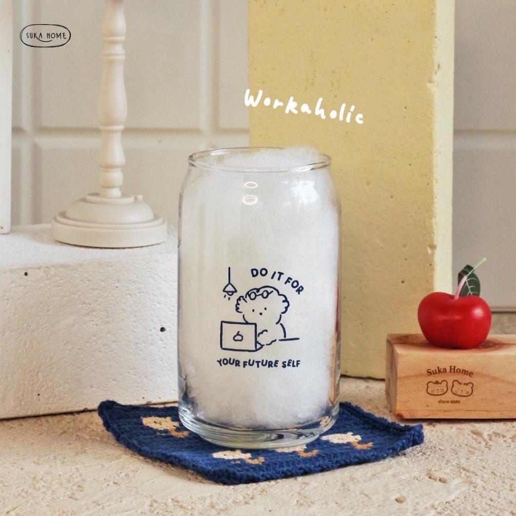 Fj-44 Gelas Kaca Lucu Aesthetic Ala Korea Popcan Glass Custom Kado Unik Cangkir Kopi Mug Kaca By Suk