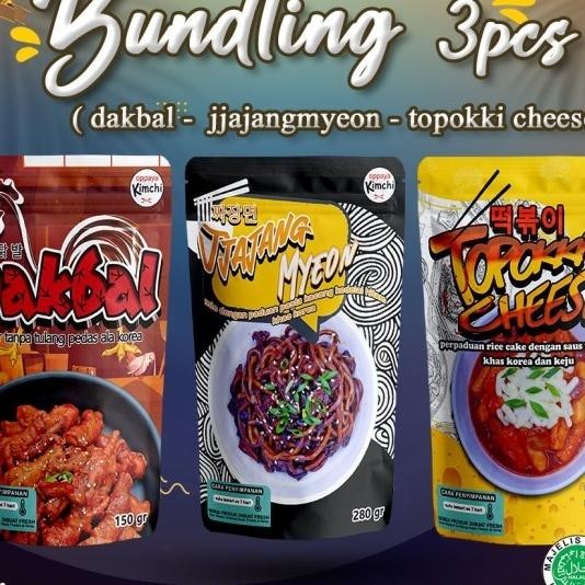 

Bundling 3 Pcs - Topokki Cheese | Jjajangmyeon | Dakbal Makanan Korea
