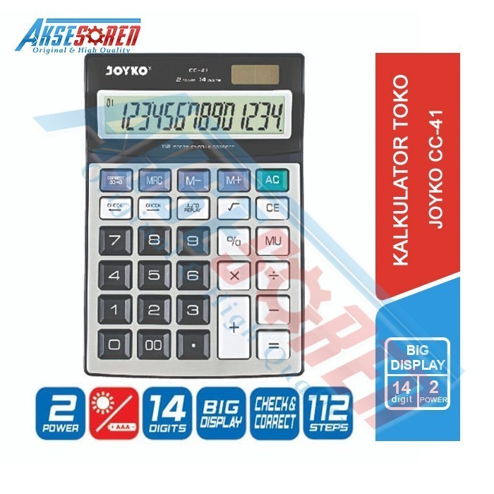 

Ready Kalkulator 14 Digit Joyko [CC-41] / Check Correct / Calculator Manual