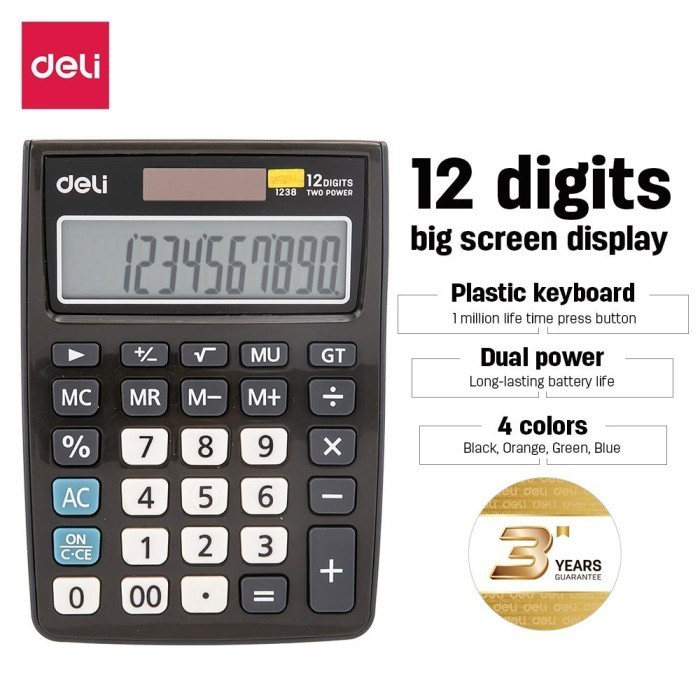 

Ready KALKULATOR MEJA 12 DIGIT KECIL DELI W1238 BAGUS DESKTOP CALCULATOR