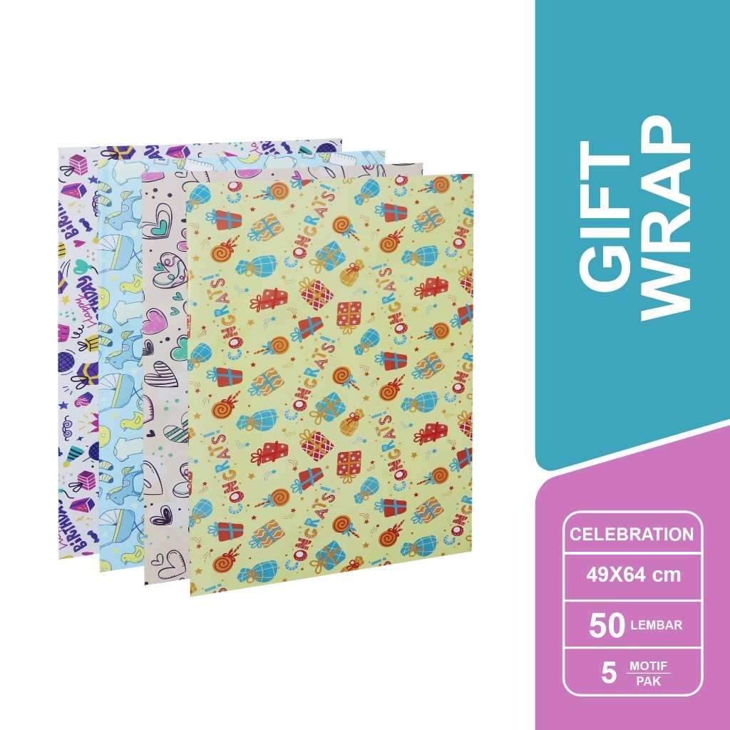 

[Pasha Stationery] SIDU Kertas Kado Glossy Motif Celebration