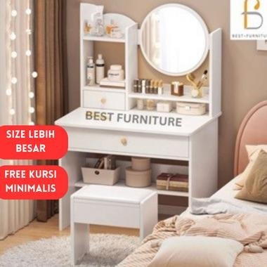 Meja Rias Kaca Bulat Meja rias Putih Minimalis