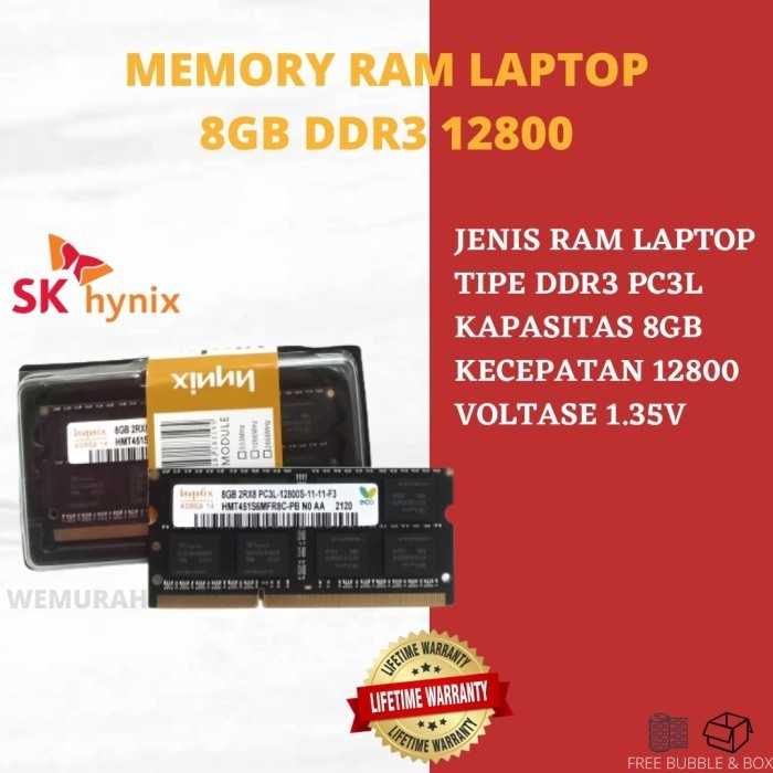 Memory RAM Laptop 8GB DDR3 12800 - RAM Sodimm 8GB DDR3 seri L/Non L