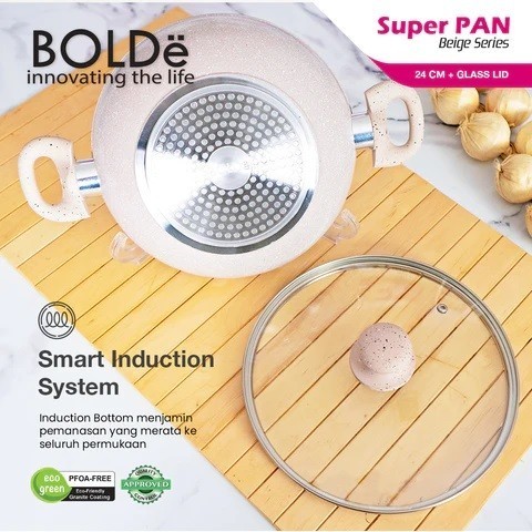 Bolde Super Pan Wajan Wok Kuping 2 Ear Wok 24 Cm + Lid Tutup Kaca