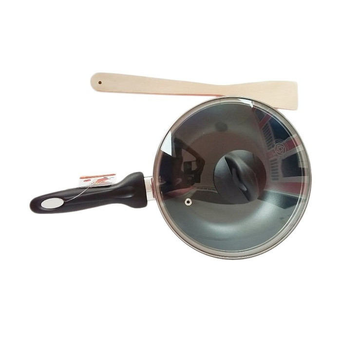 Stir Pan Supra 22 Cm Teflon Tebal I Wajan Anti Lengket 22Cm Tutup Kaca