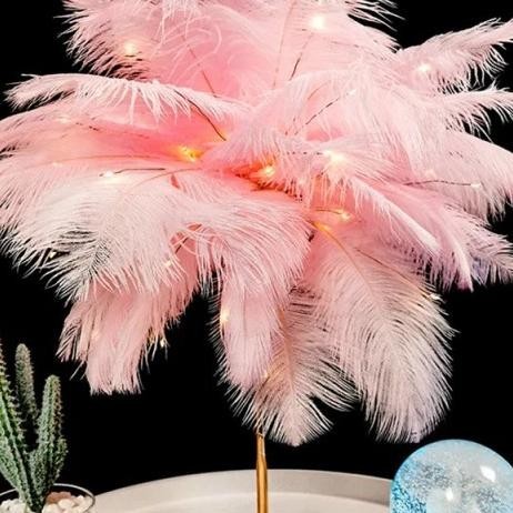 Feather Table Lamp Lampu Meja Bulu Angsa