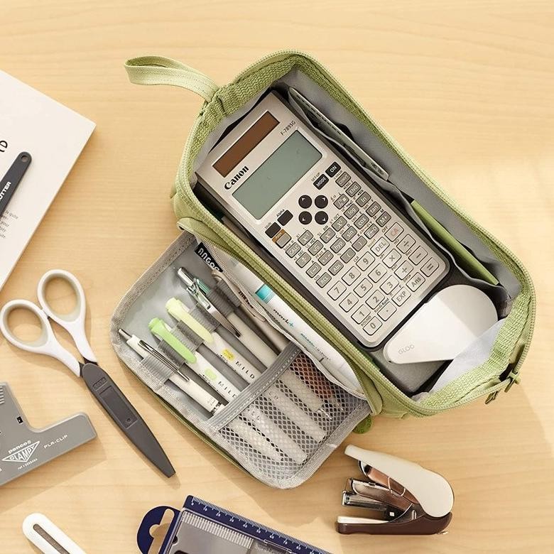 

ZAI-2530 Super Large Capacity Pencil Case Kawaii Korean Pencil Cases Aesthetic Stationery Office Desk Storage Bag for Girls School Supplies Termurah