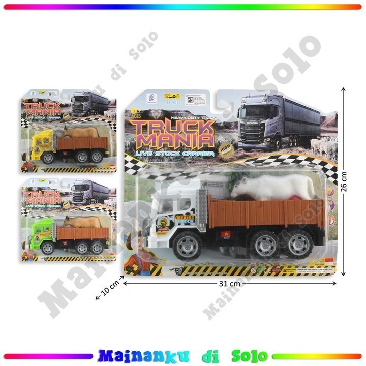 [Mainanku] Truk Dump Muat Sapi Friction Gesek Truck Mania 3 Warna Mainan Anak