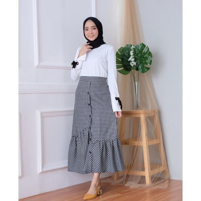 Terbaru Rok Flanel Panjang Rempel S002