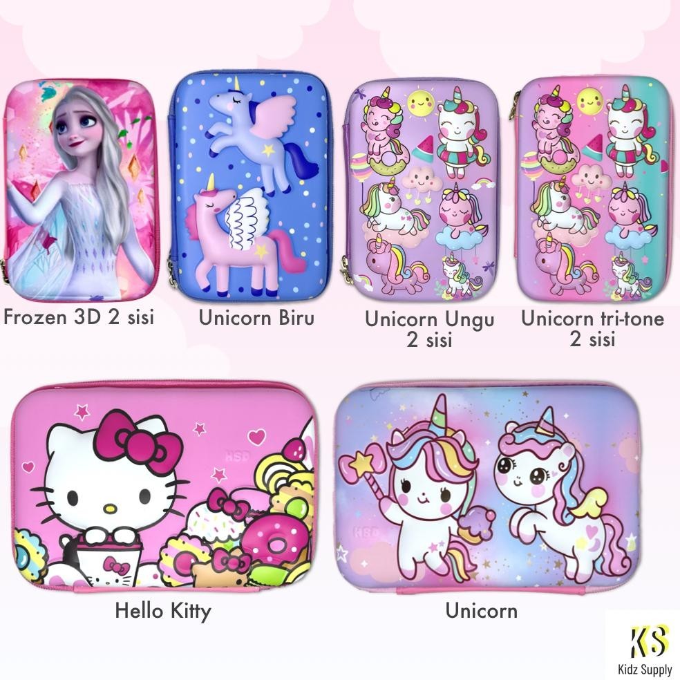 

d-54 Tempat Pensil Kuromi Kotak Pensil Anak Perempuan Kuromi Hardcase 3D Timbul Gambar Unicorn Hello Kitty Kuromi Melody Cinamoroll Pencil Case Kuromi Original