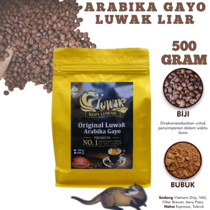 

Secrenada - Kopi Wild Luwak Arabika Gayo Aceh Roastbean / Bubuk 500Gr