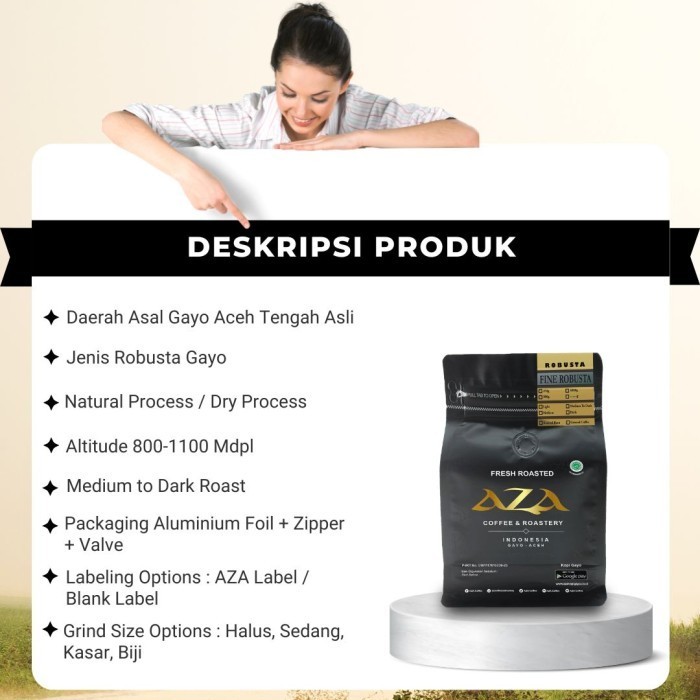 

Secrenada - Kopi Bubuk Arabica Gayo Robusta Coffe 1 Kg Aza Coffee Roasted Bean