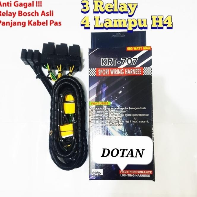 Kabel Set 3 Relay Riley 4 Lampu H4 Mobil Bosch