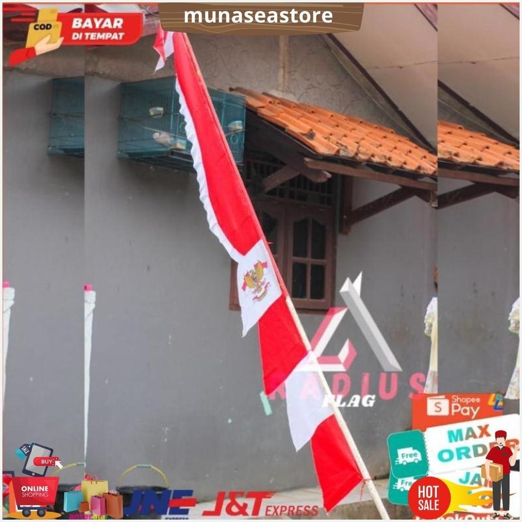 BENDERA UMBUL UMBUL KUDA LAUT MERAH PUTIH 2,7M TERLARIS