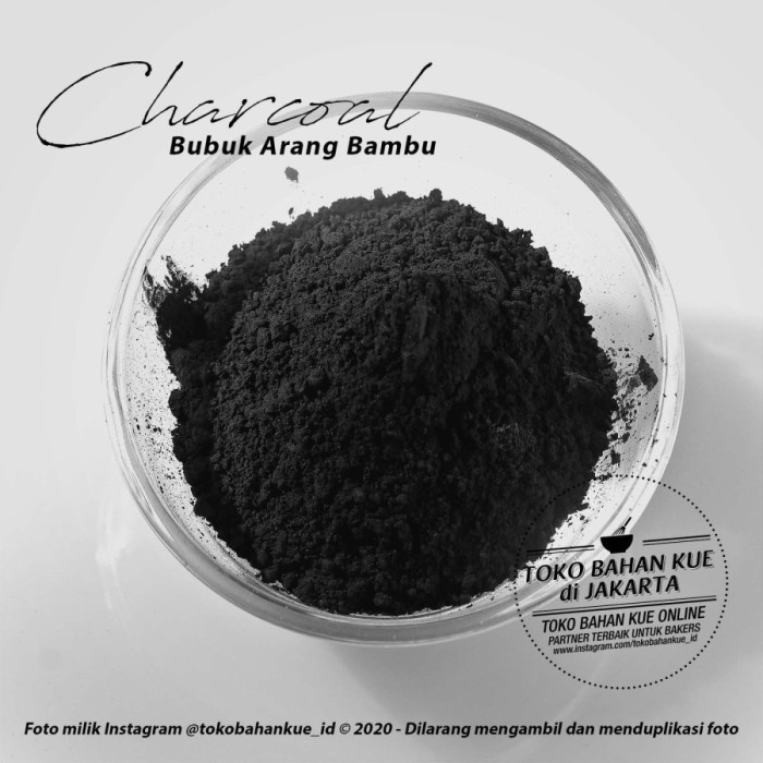 Terlaris Pure Charcoal Powder 250gr Bubuk Arang Bambu warna Hitam untuk makanan SALE