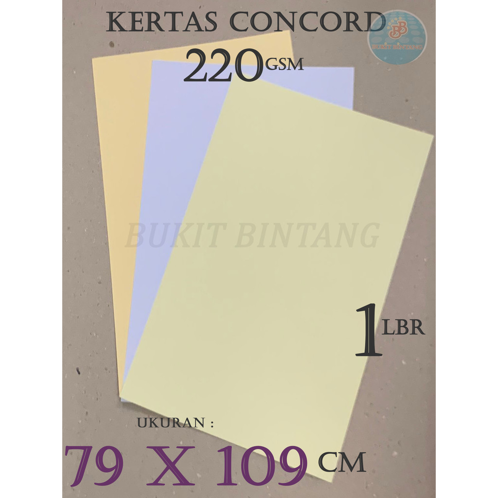 

Kertas Concord 220 Gsm Ukuran PLANO 79 x 109 Cm ( Warna Kuning , Warna Cream , Warn Putih , 1 Lembar