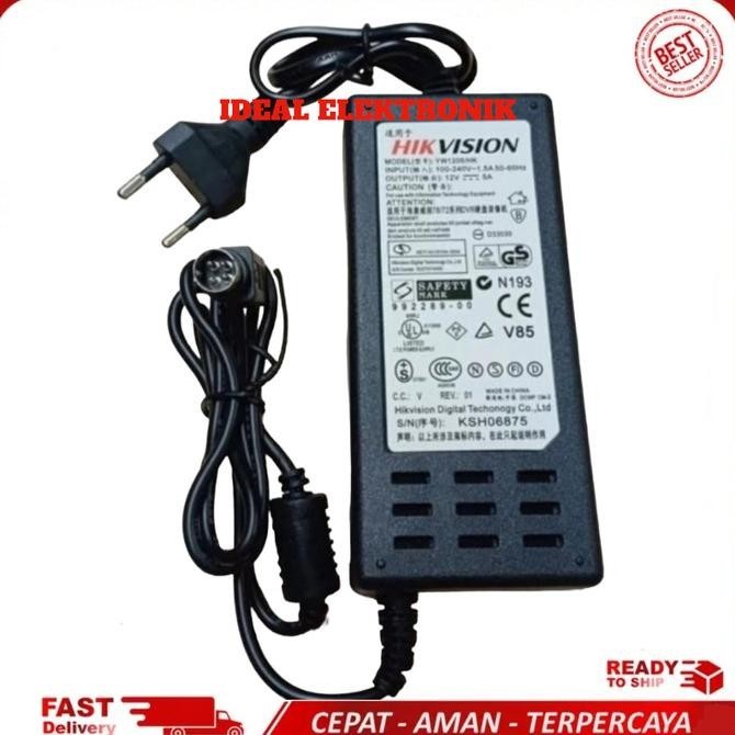 Adaptor Hikvision 12V 5A 4 Pin Dvr Adaptor Nvr Cctv Adaptor Hikvision
