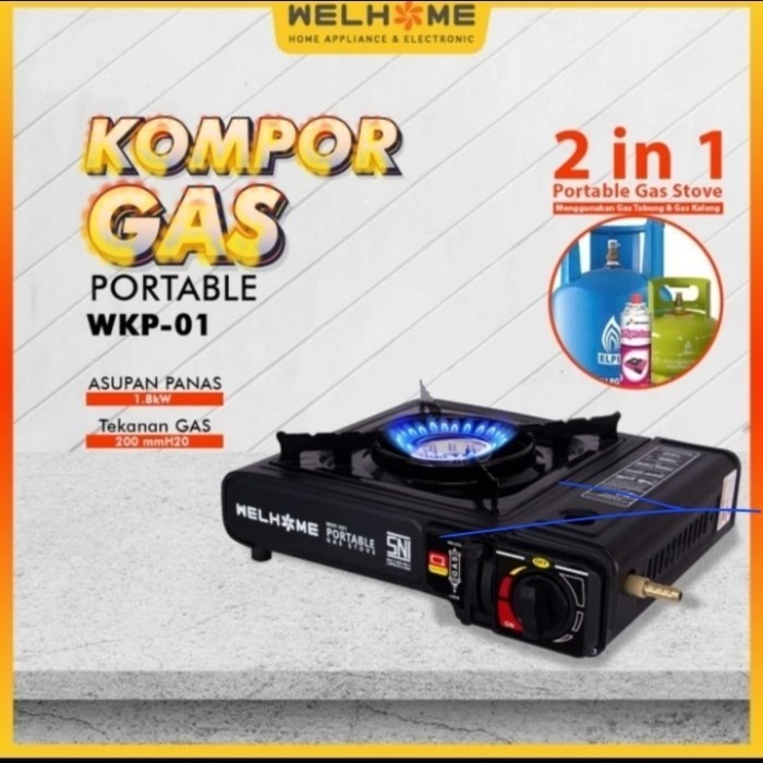 KOMPOR GAS WELHOME KOMPOR GAS PORTABLE WELHOME KOMPOR GAS 2 IN1