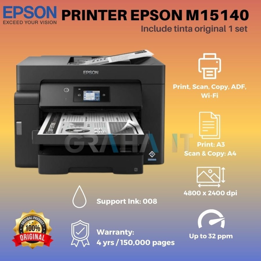 Printer Epson EcoTank M15140 AIO Print Scan Copy WiFi Wireless A3 ADF