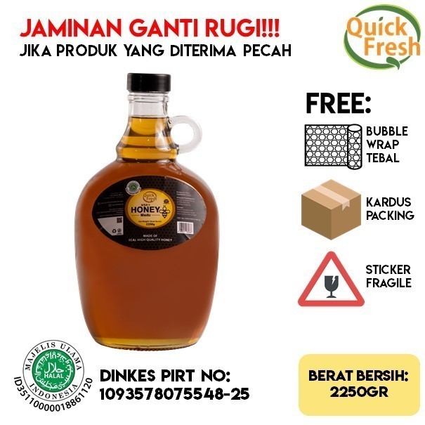 

Quick Fresh Honey / Madu Murni Asli 2250gr (Antique Bottle)
