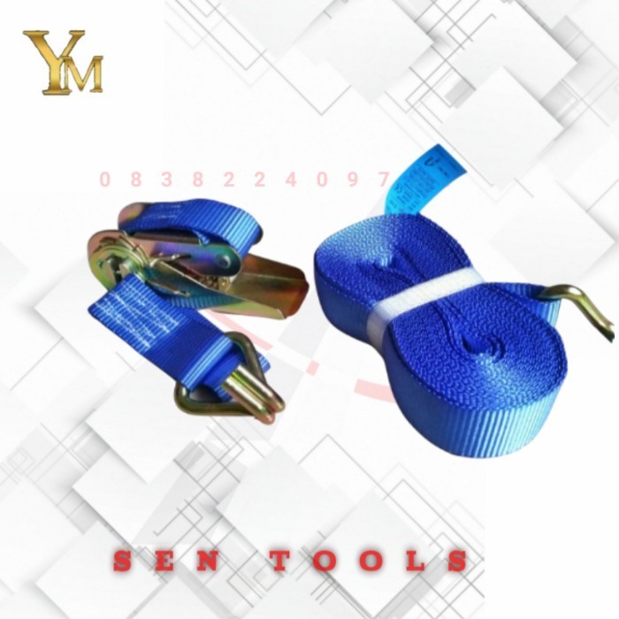 WEBBING CARGO RATCHET TIE DWON TRACK BELT 2.5 CM X 5 M TALI PENGI-YM19