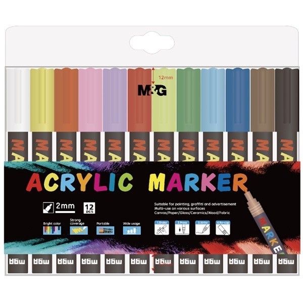 

Spidol Gambar Plastik Kaca Serbaguna Acrylic Akrilik Marker M&G Set 12
