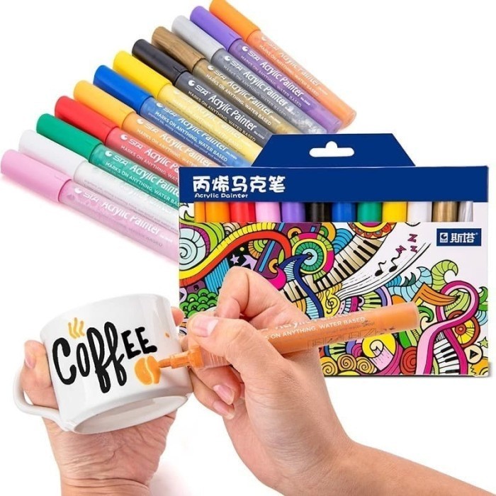 

12 Colors Acrylic Permanent Paint Marker Pen Ceramic Porcelain Mug