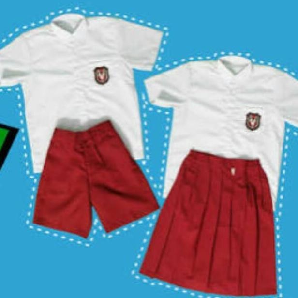 Seragam SD merah Putih Anak sekolah lengan pendek 1stel (Atasan & bawahan) TERLARIS