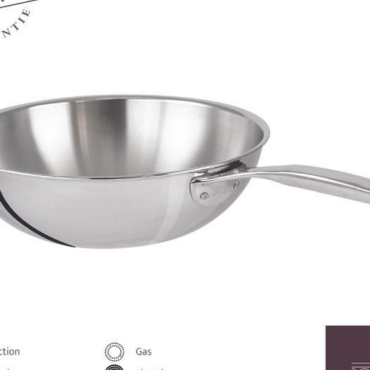 Cristel Stainless Steel Wok Castel Pro / Wajan Ggorengan 30 Cm 5Ply