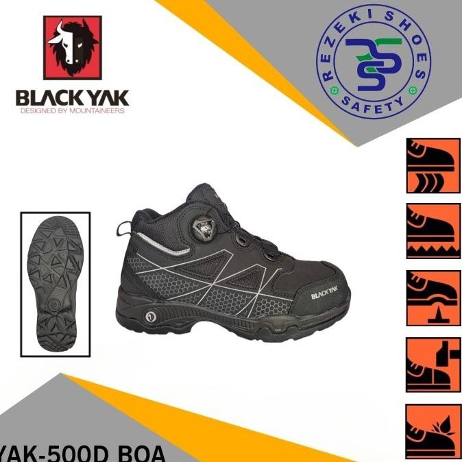 Sepatu Safety Black Yak 500D Boa - Sepatu Sport Safety Black Yak 500D  !! Ready
