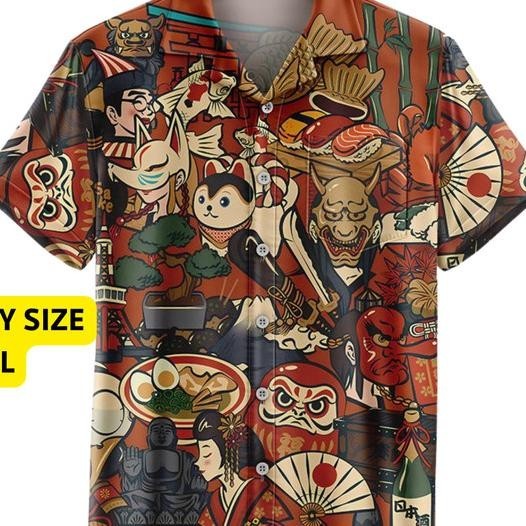 Baju Shirt Kemeja Motif Pria Wanita Full Printing Kter Jepang 029