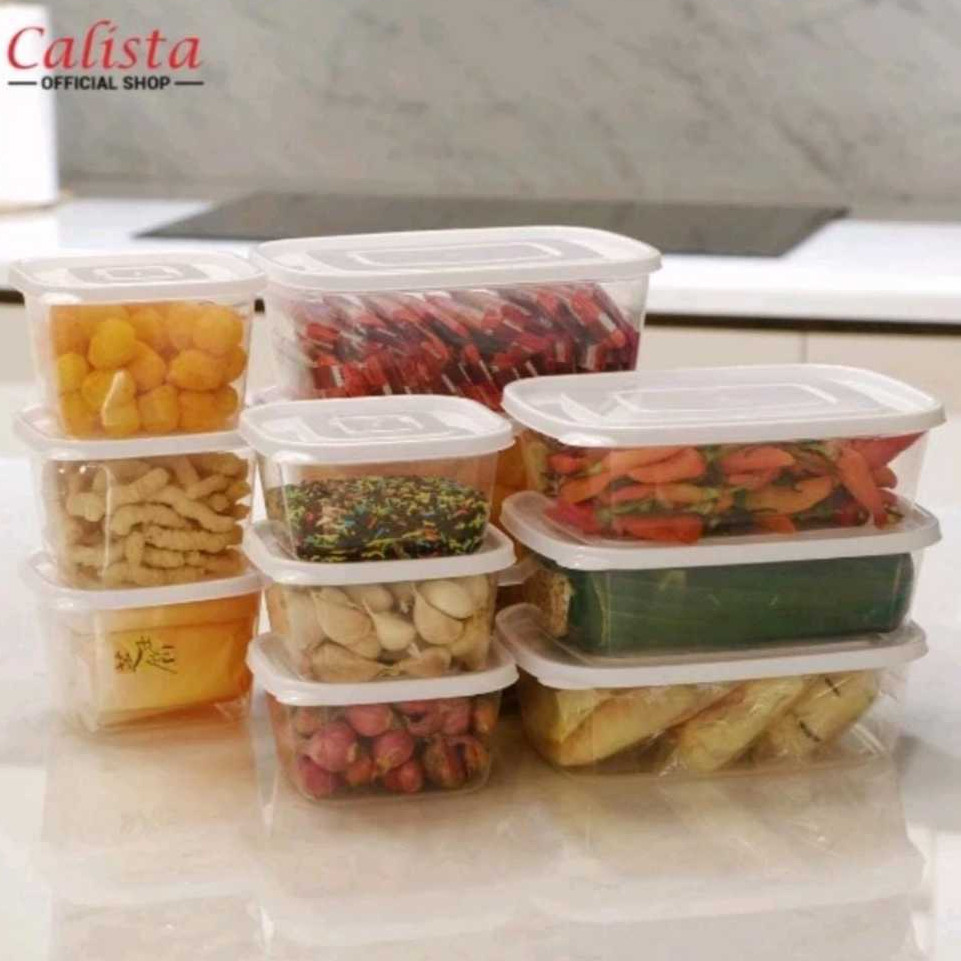 Set (12 Pcs) Kotak Makan Kue Plastik Putih Bening Preum, Kotak Tempat Makanan Foodgrade