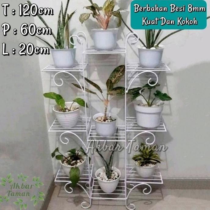 Rak Pot Bunga Besi 9 Susun Model Tanduk Tinggi 120Cm Kuat Dan Kokoh