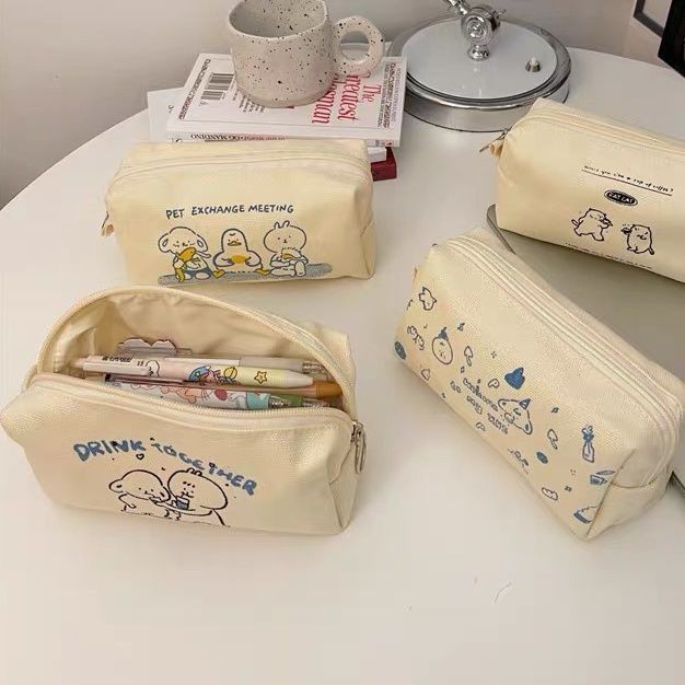 

Male and Female Students South Korea Large Capacity Pencil Case/Japanese Style Simple Canvas Pencil Stationery Case