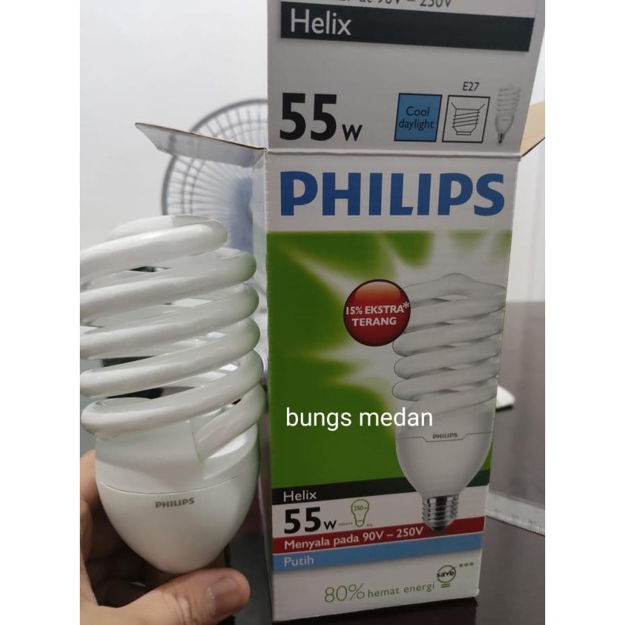 HARGA DISC - LAMPU SPIRAL HELIX TORNADO PHILIPS 55W 55WATT 55 WATT 55 W PUTIH CDL