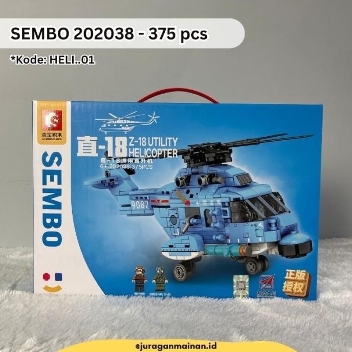 SEMBO BLOCKS Helicopter Z-18 Utility - Bricks Block brick 376 PCS Mainan Edukasi Anak bongkar pasang