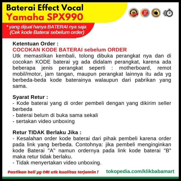 DISKON BATERAI EFEK VOKAL YAMAHA SPX990 VOCAL EFFECT BOARD BATTERY ORIGINAL 